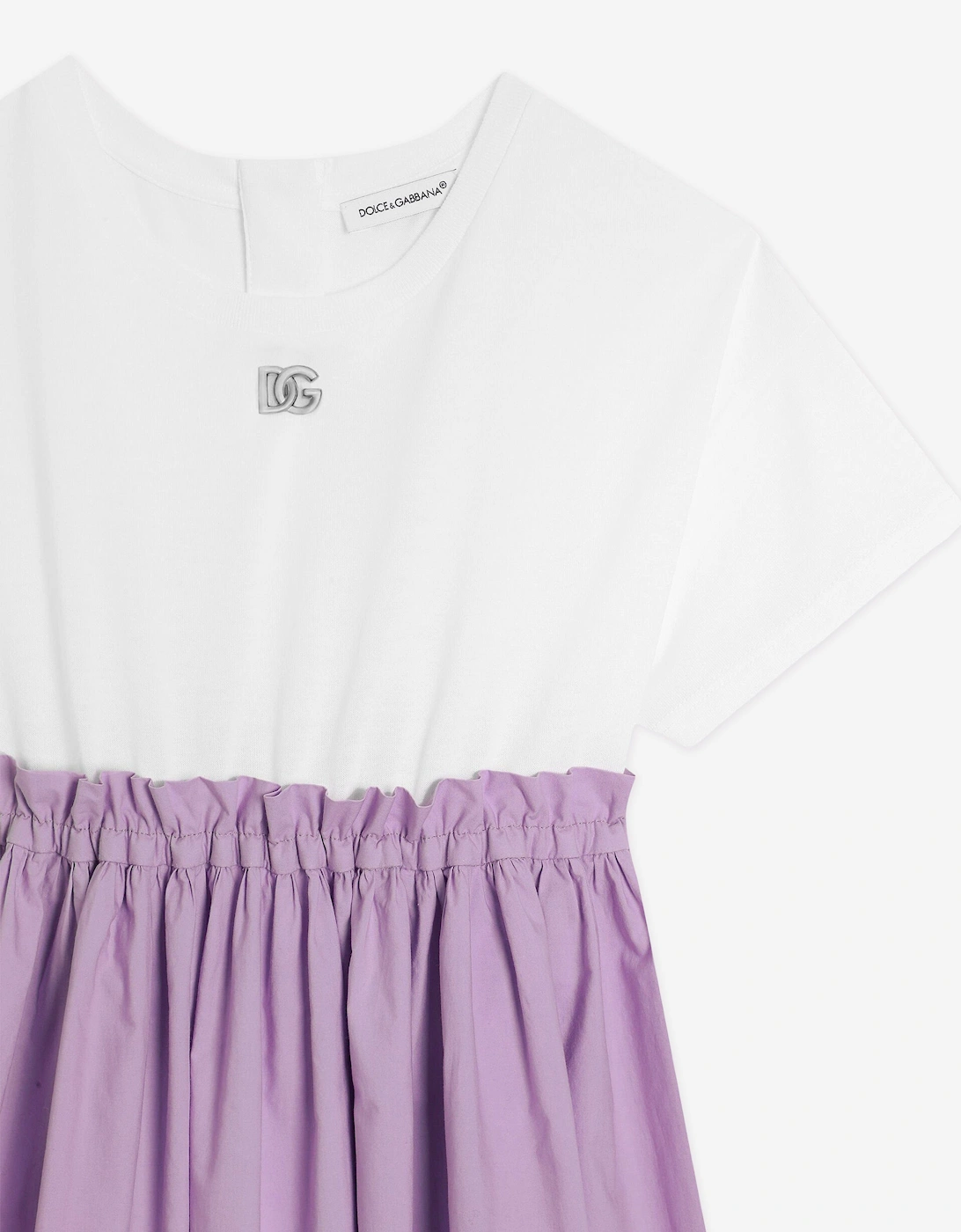 Girls Jersey and Cotton Logo Dress in Purple