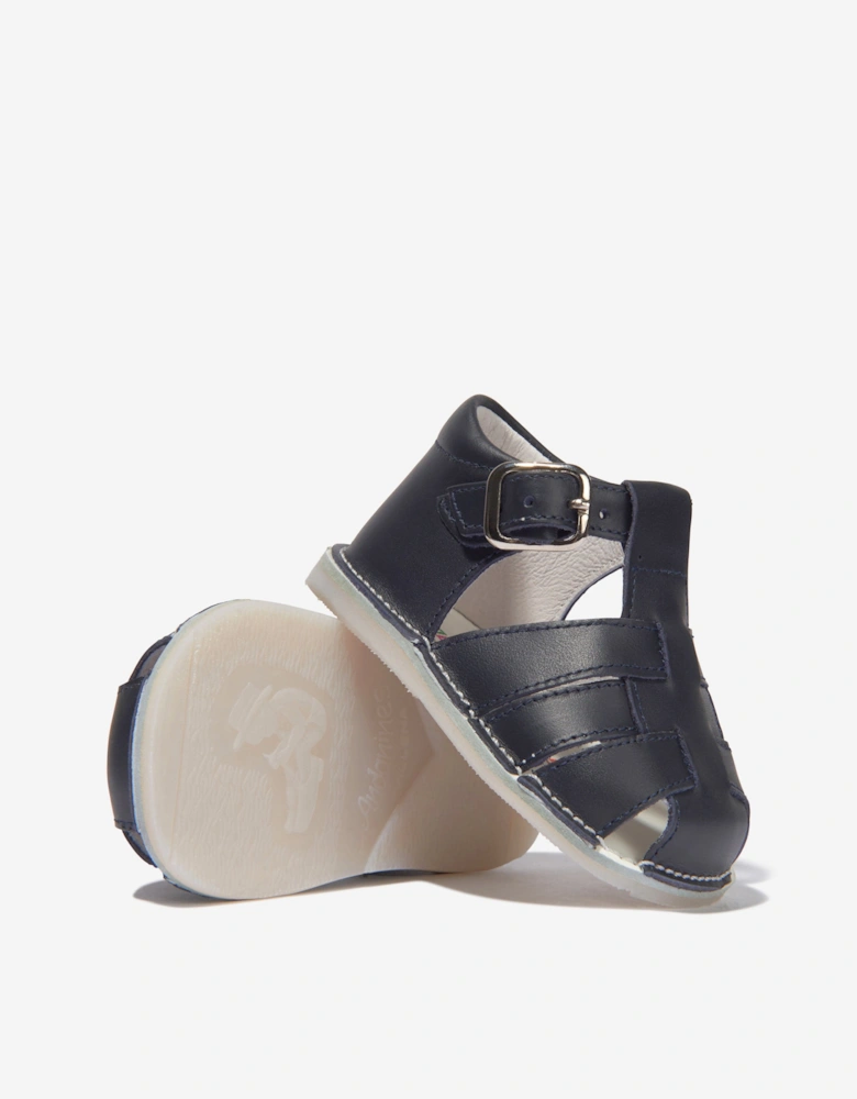 Baby Boys Leather Sandals in Navy