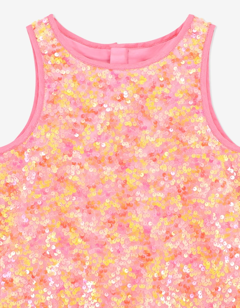 Angels Face Girls Charleston Sequin Tulle Dress in Pink