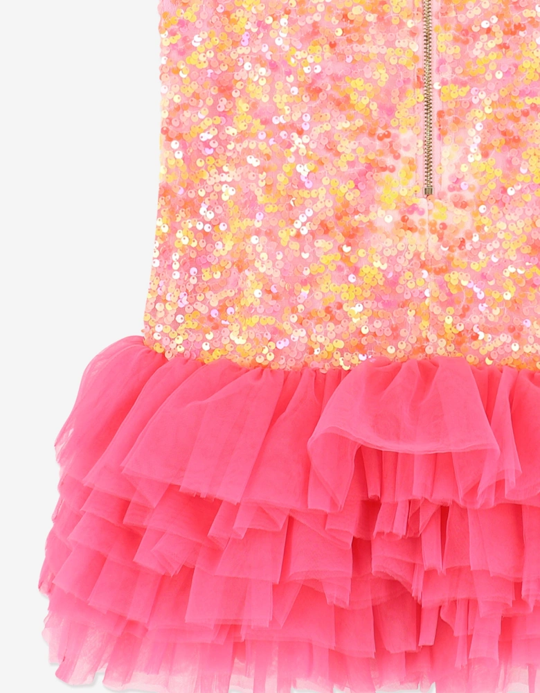 Angels Face Girls Charleston Sequin Tulle Dress in Pink