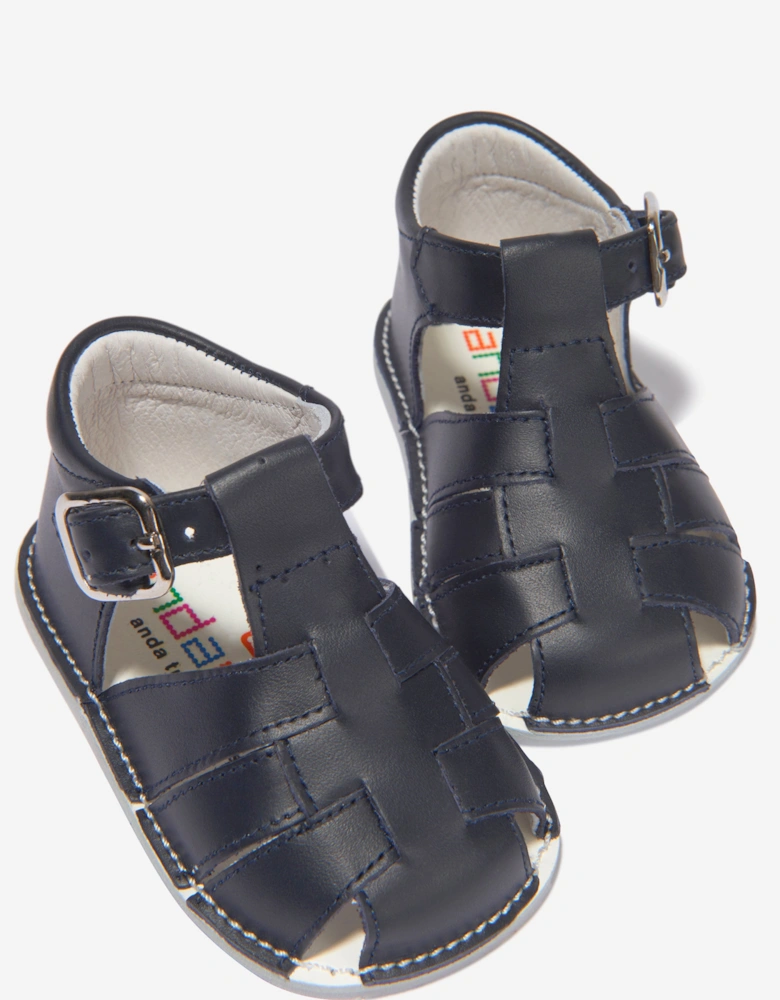 Baby Boys Leather Sandals in Navy