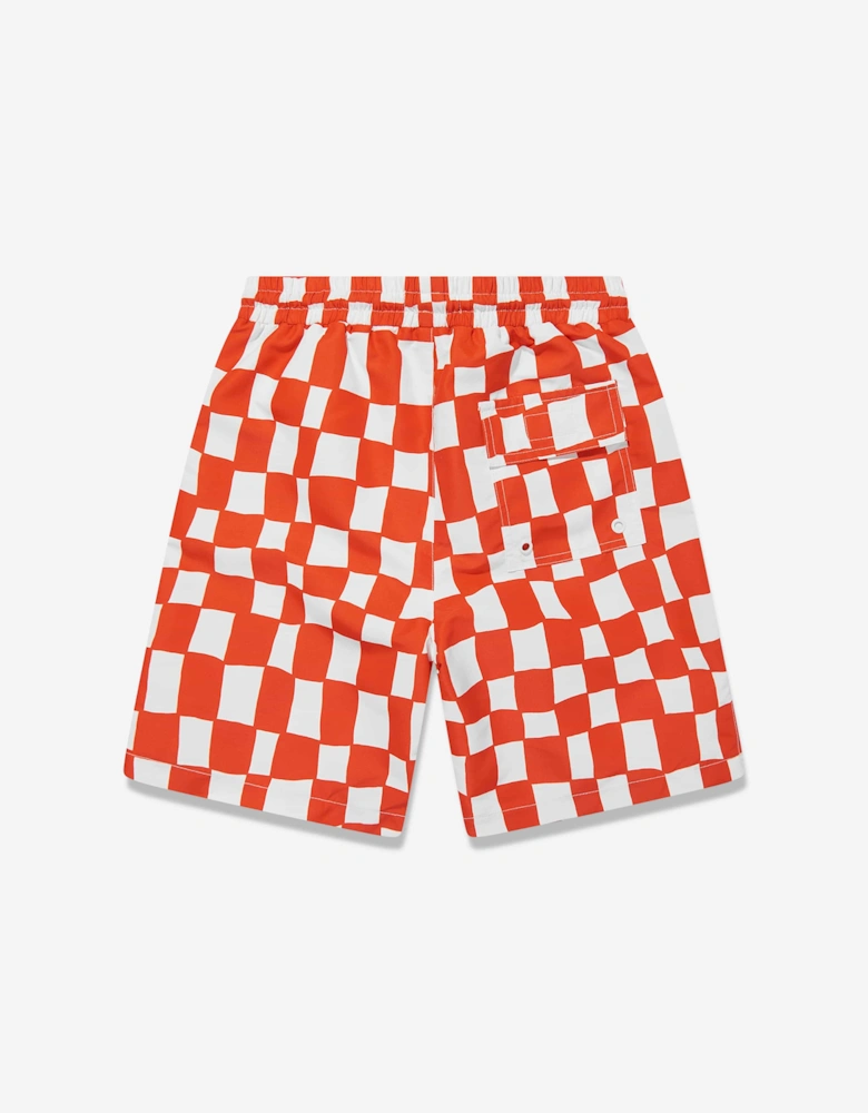 Boys Checked Swim Shorts in Red