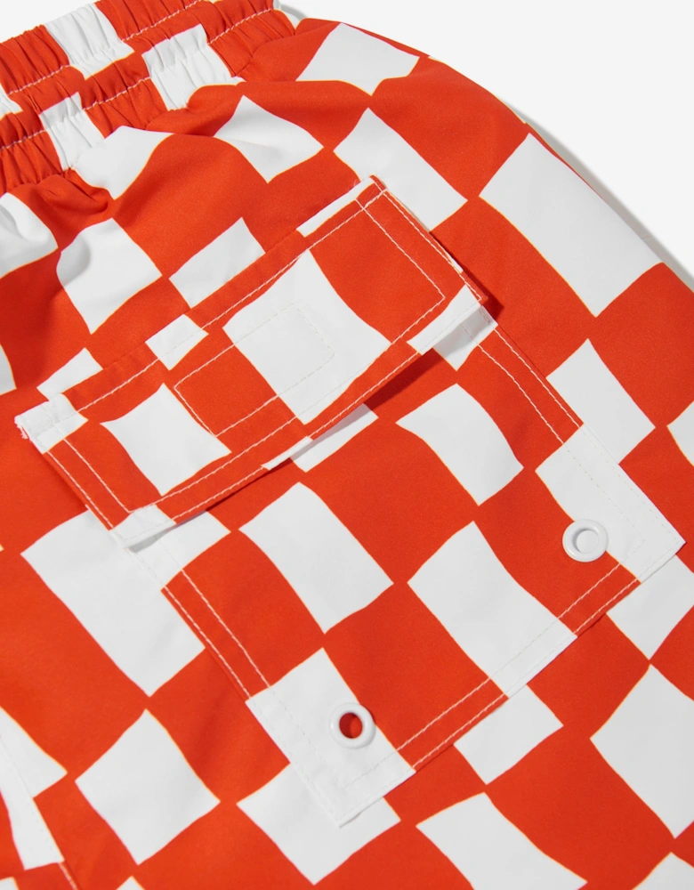 Boys Checked Swim Shorts in Red