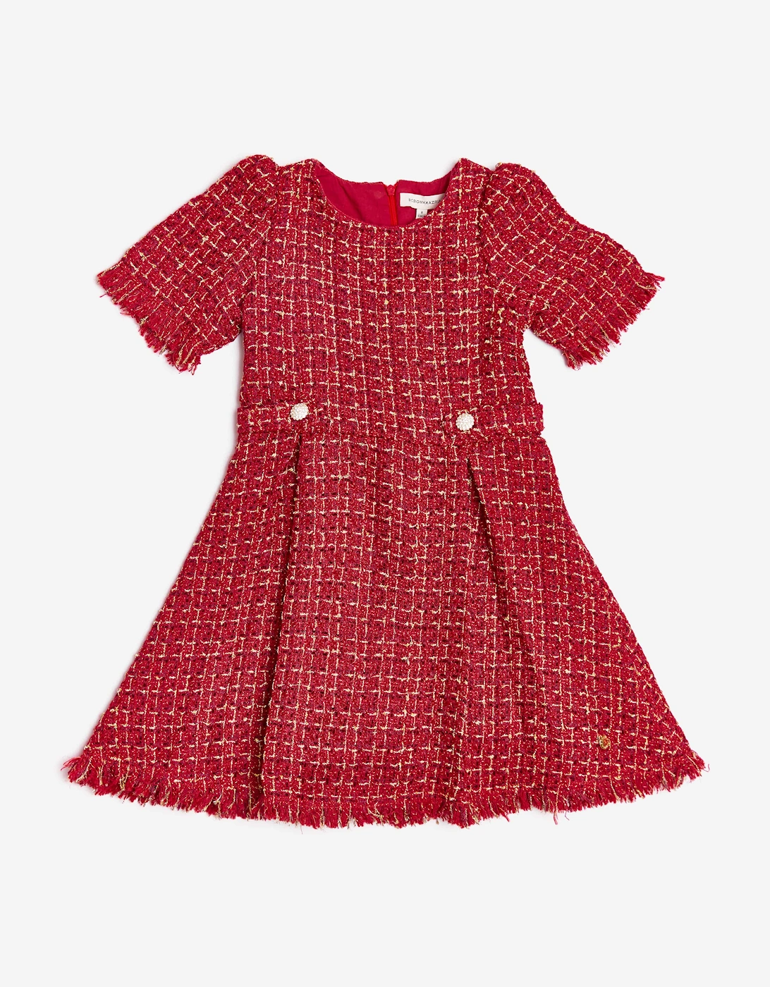 Girl's BCBGMAXAZRIA Girls Tweed Dress in Red - Size: 14 years