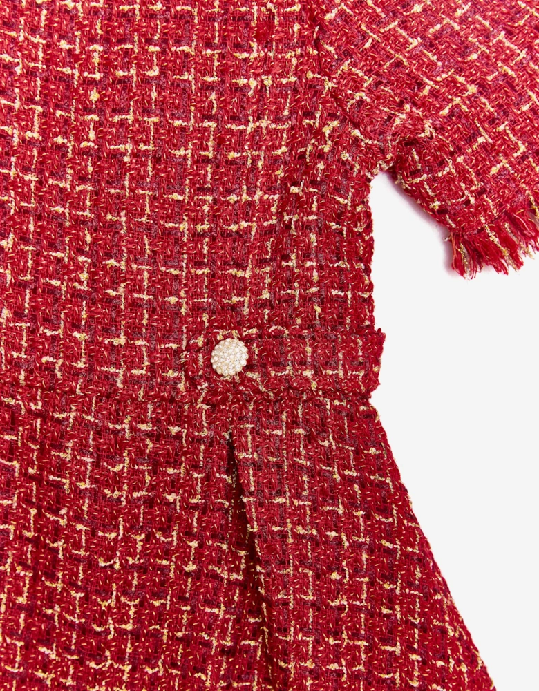 BCBGMAXAZRIA Girls Tweed Dress in Red