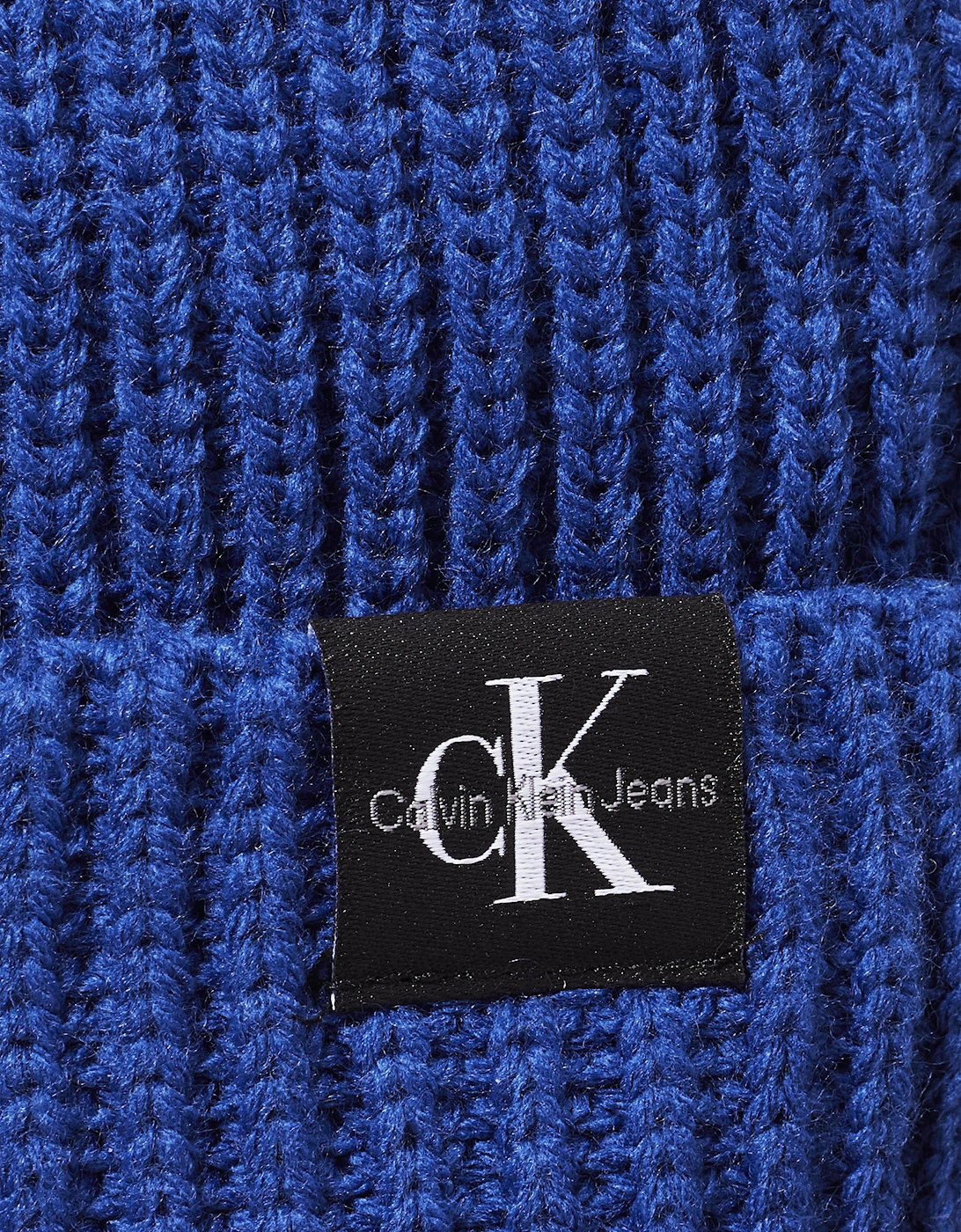 Boys Monogram Rib Beanie Hat in Blue