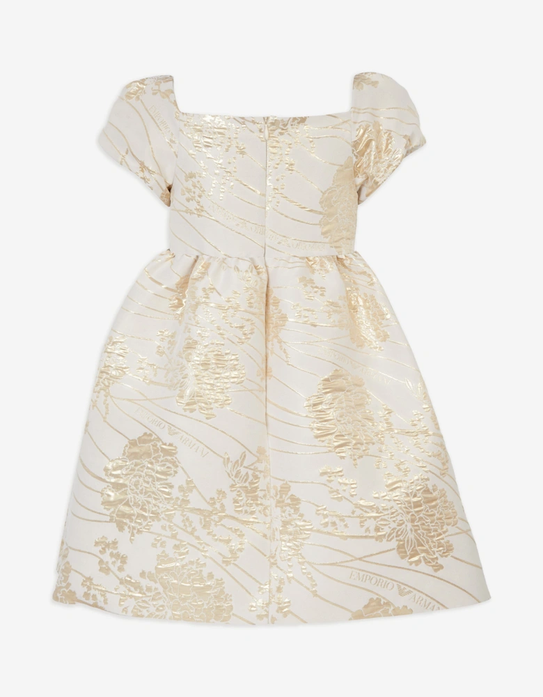 Girls Brocade Dress in Gold