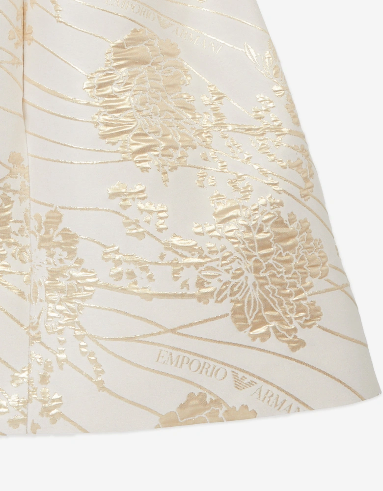 Girls Brocade Dress in Gold