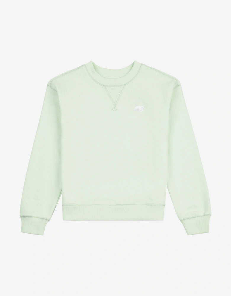 Girls French Terry Small Logo Sweatshirt in Green