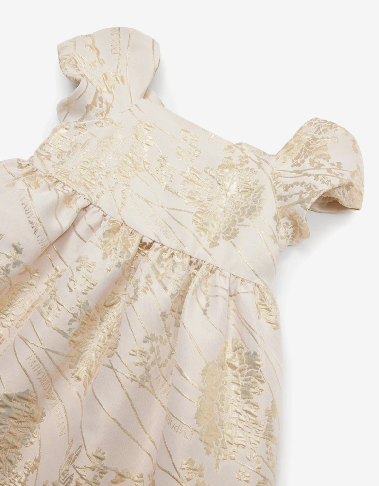 Girls Brocade Dress in Gold