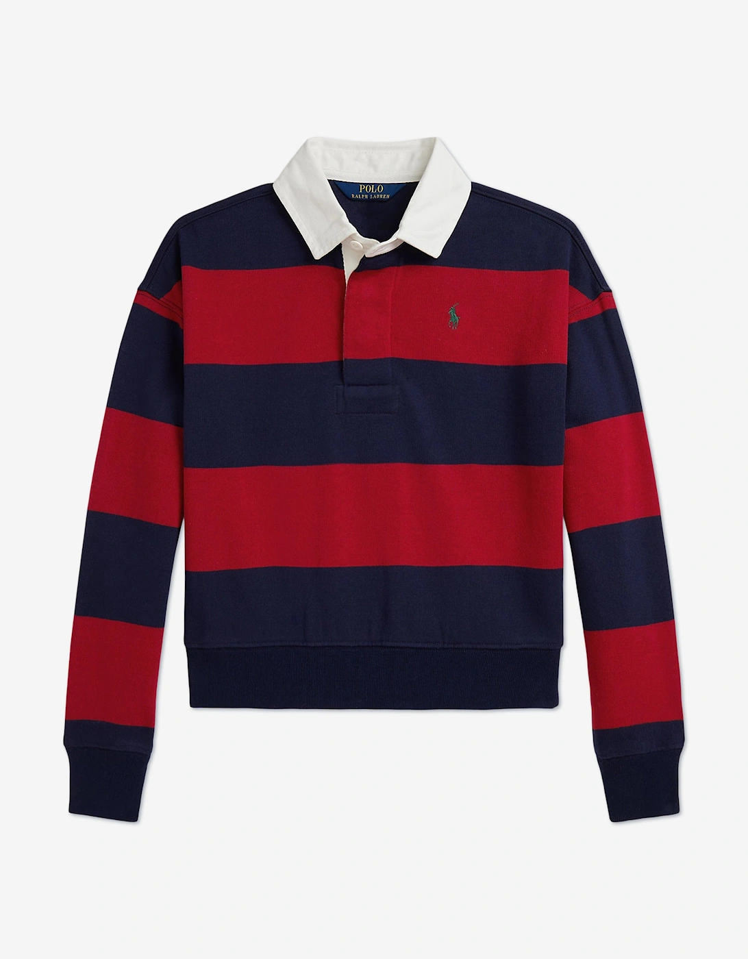 Girls Striped Rugby Shirt in Red, 5 of 4