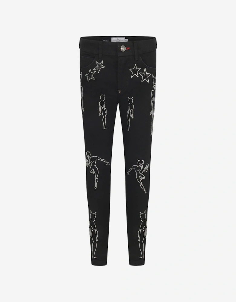 Girls Diamante Cat Woman Jeans