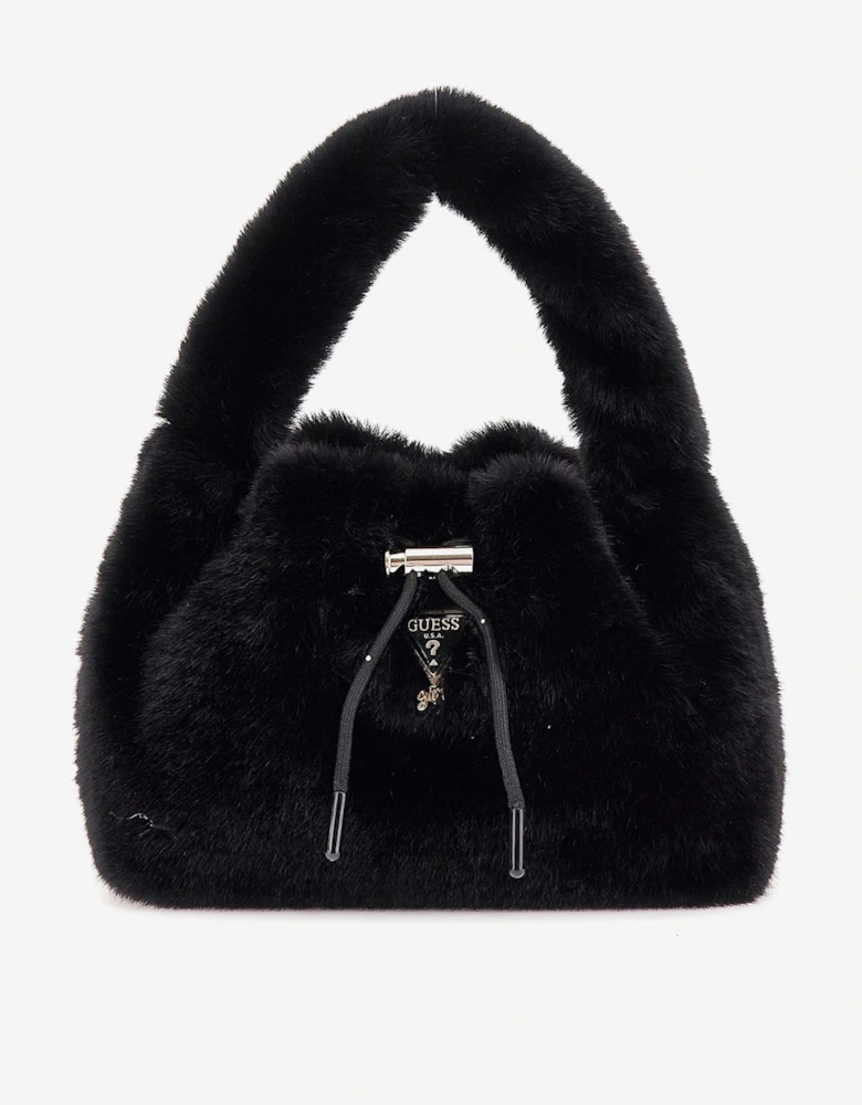 Girls Faux Fur Shoulder Bag in Black (28cm)