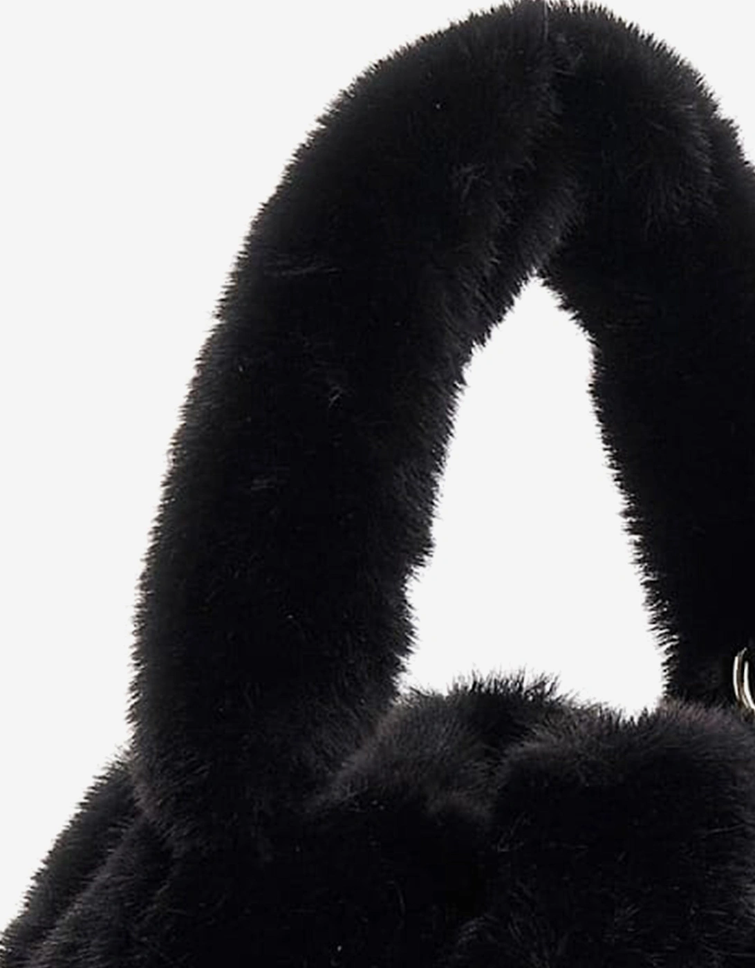 Girls Faux Fur Shoulder Bag in Black (28cm)