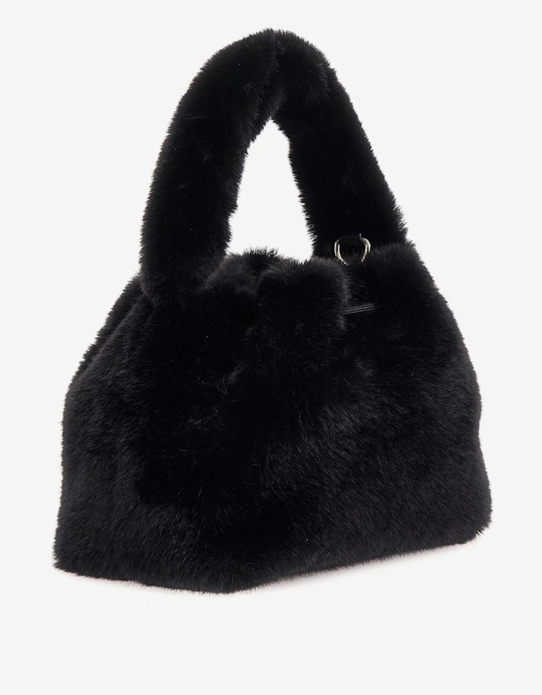 Girls Faux Fur Shoulder Bag in Black (28cm)