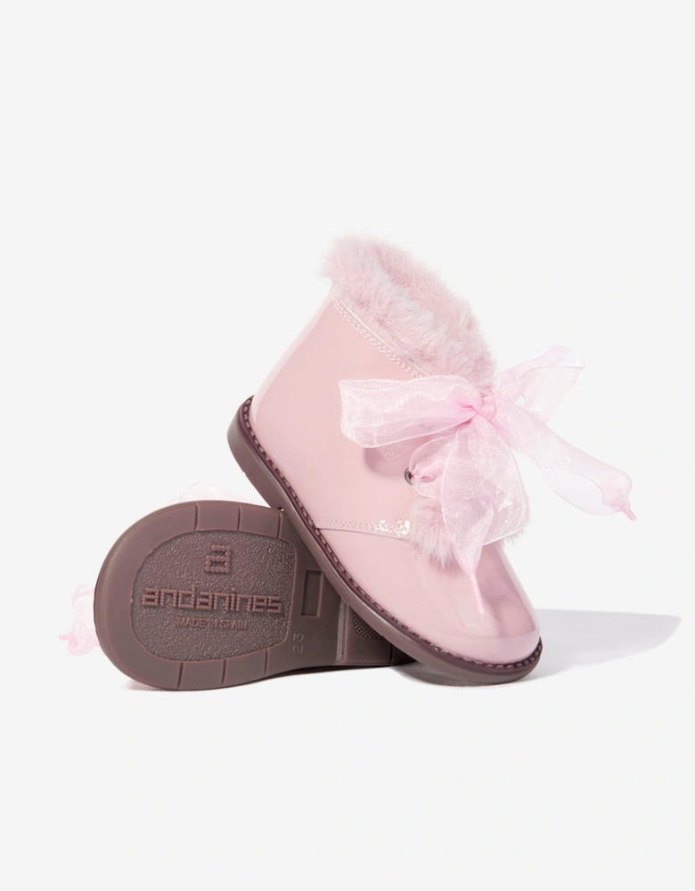 Girls Patent Leather Boots in Pink