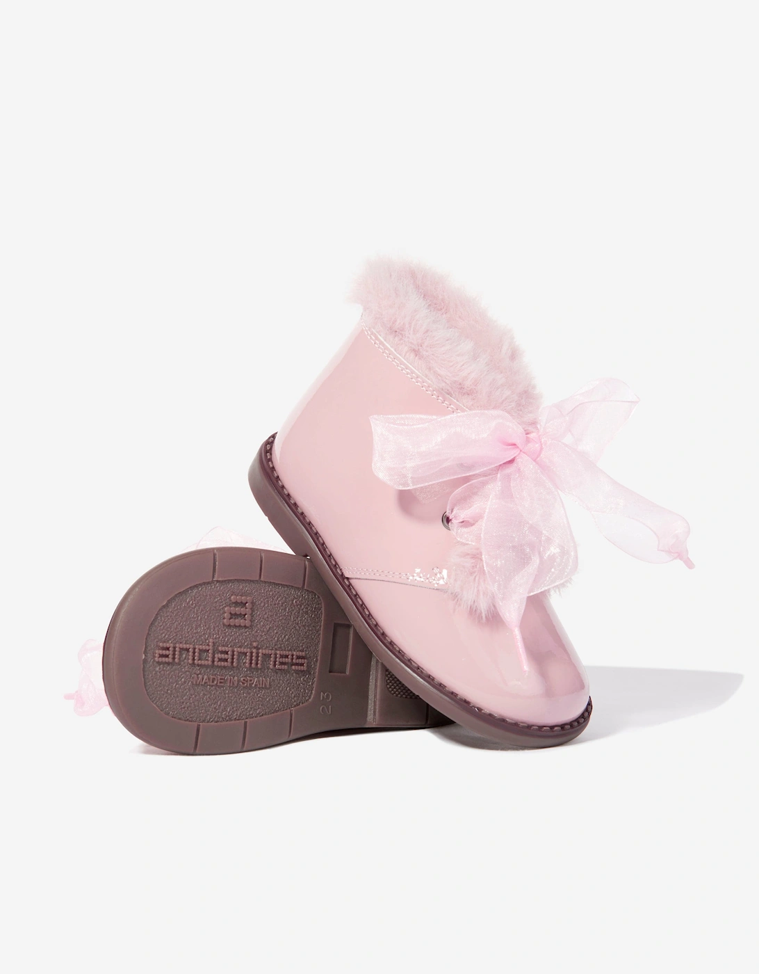 Girls Patent Leather Boots in Pink