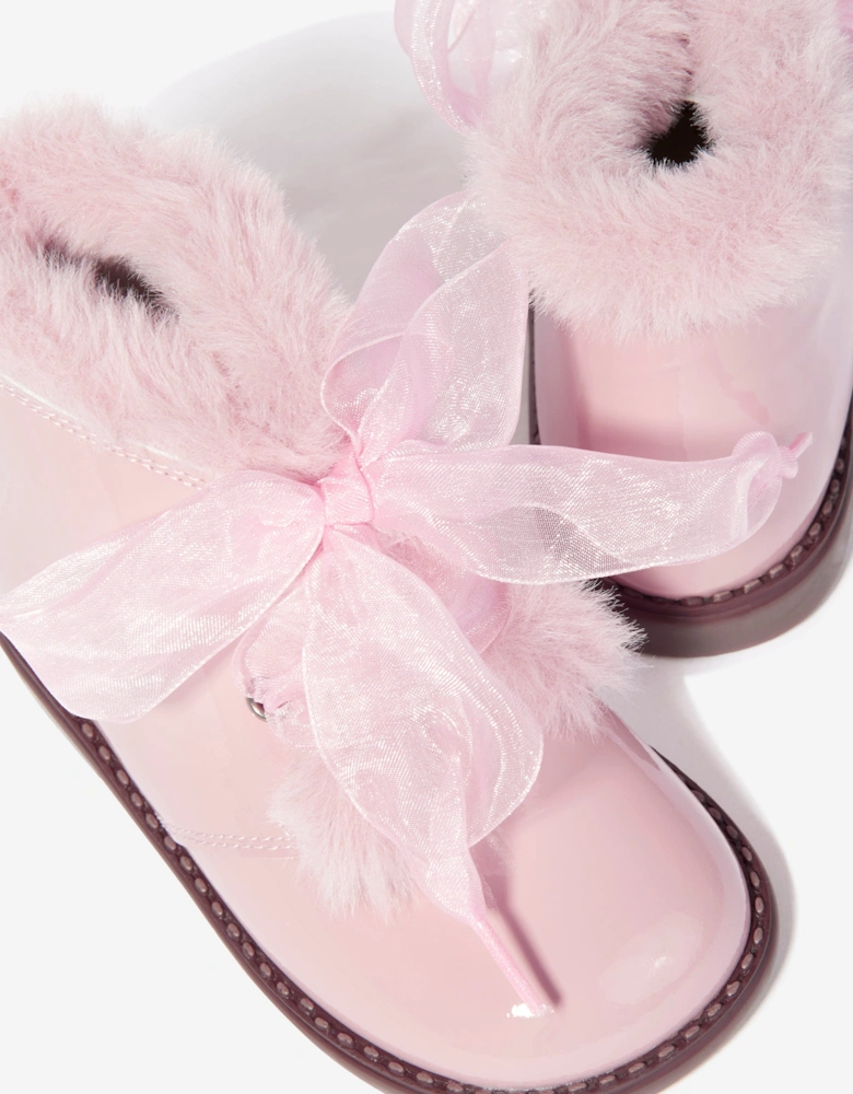 Girls Patent Leather Boots in Pink