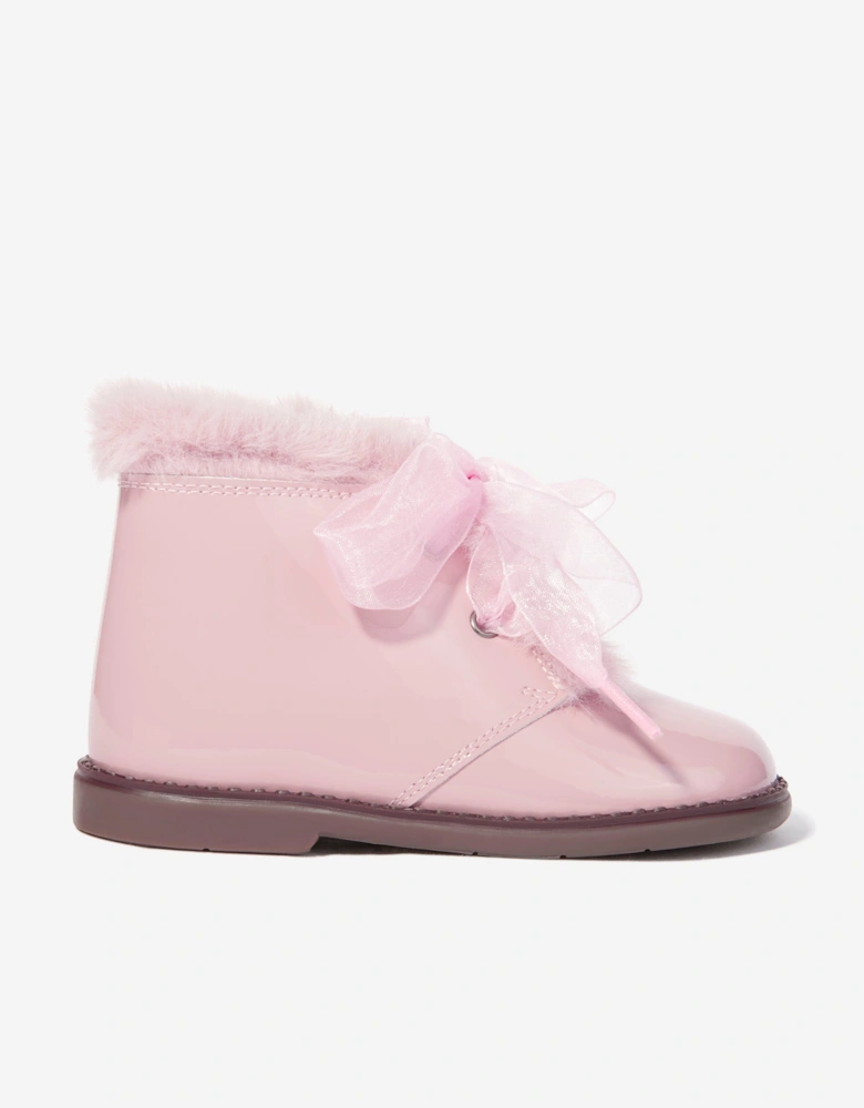 Girls Patent Leather Boots in Pink
