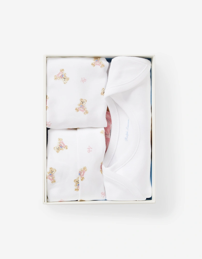 Baby Girls Bear Bodysuit Gift Set in White