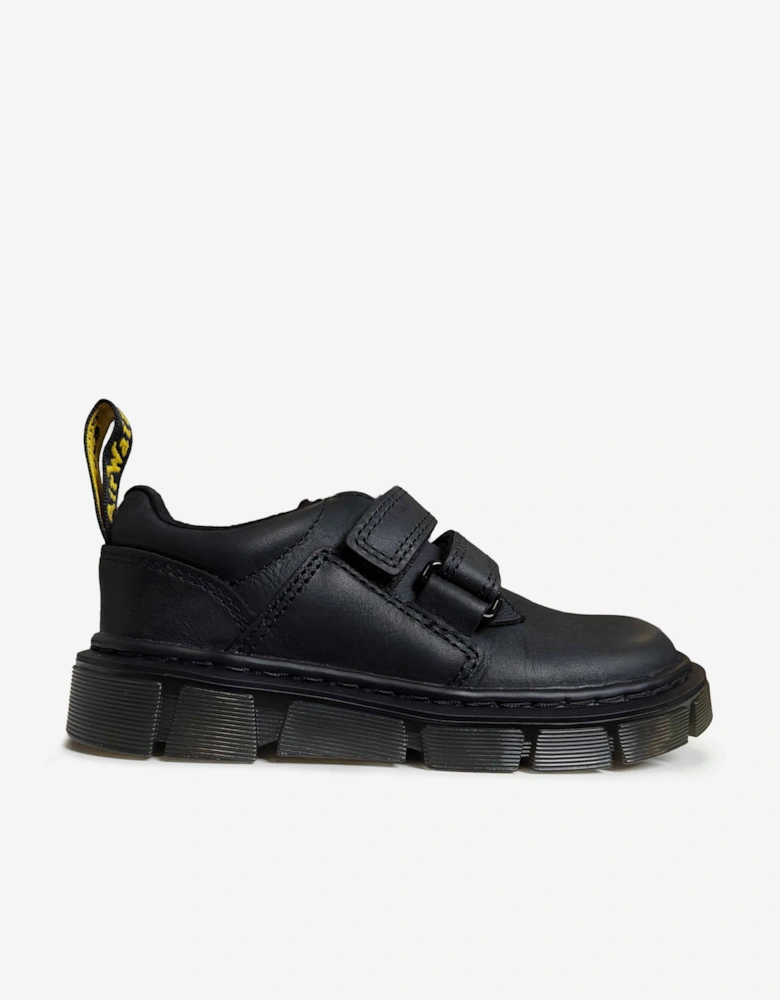 Boys Raffe Leather Strap Shoes in Black