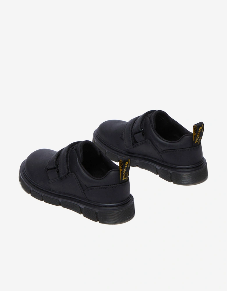 Boys Raffe Leather Strap Shoes in Black