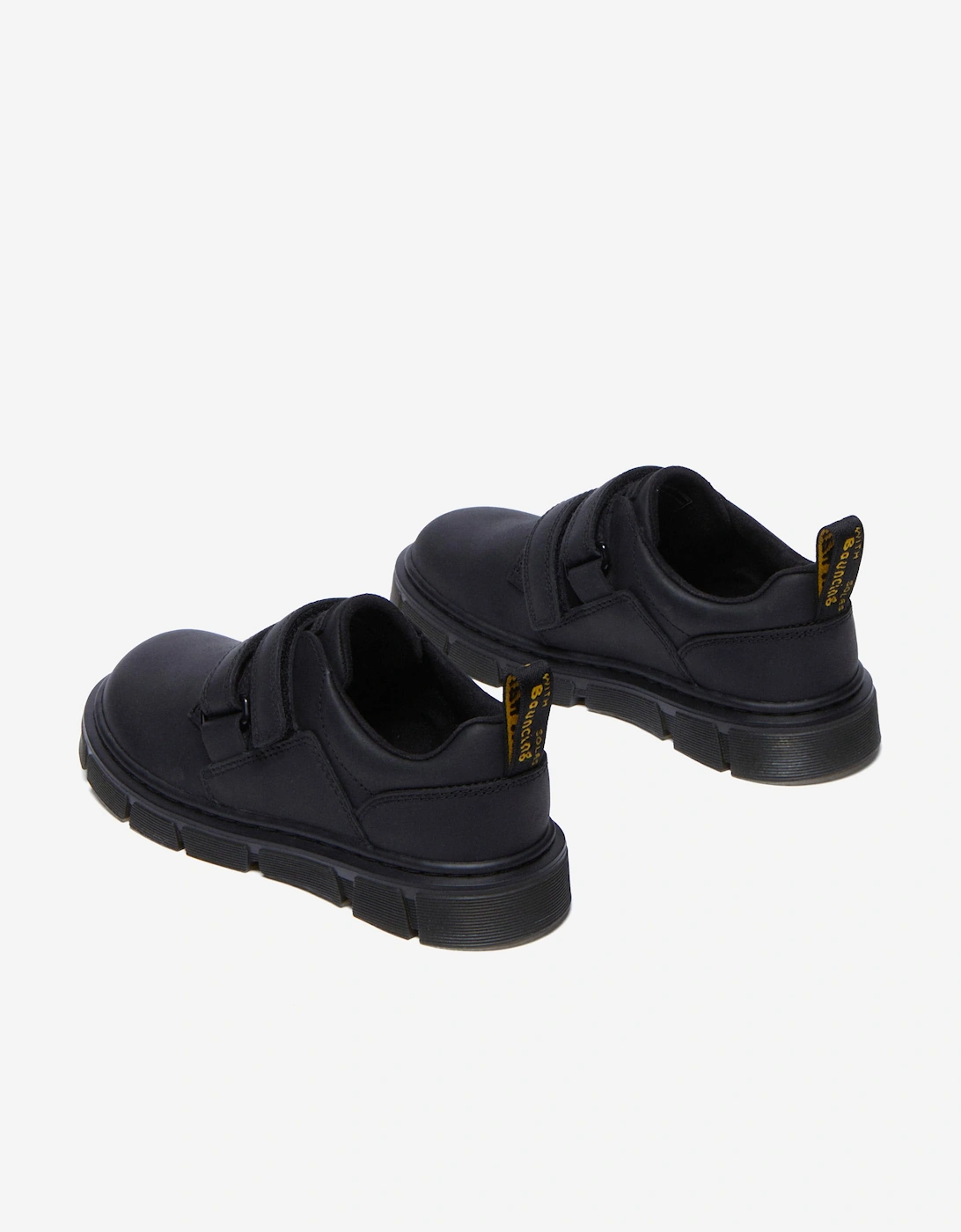 Boys Raffe Leather Strap Shoes in Black