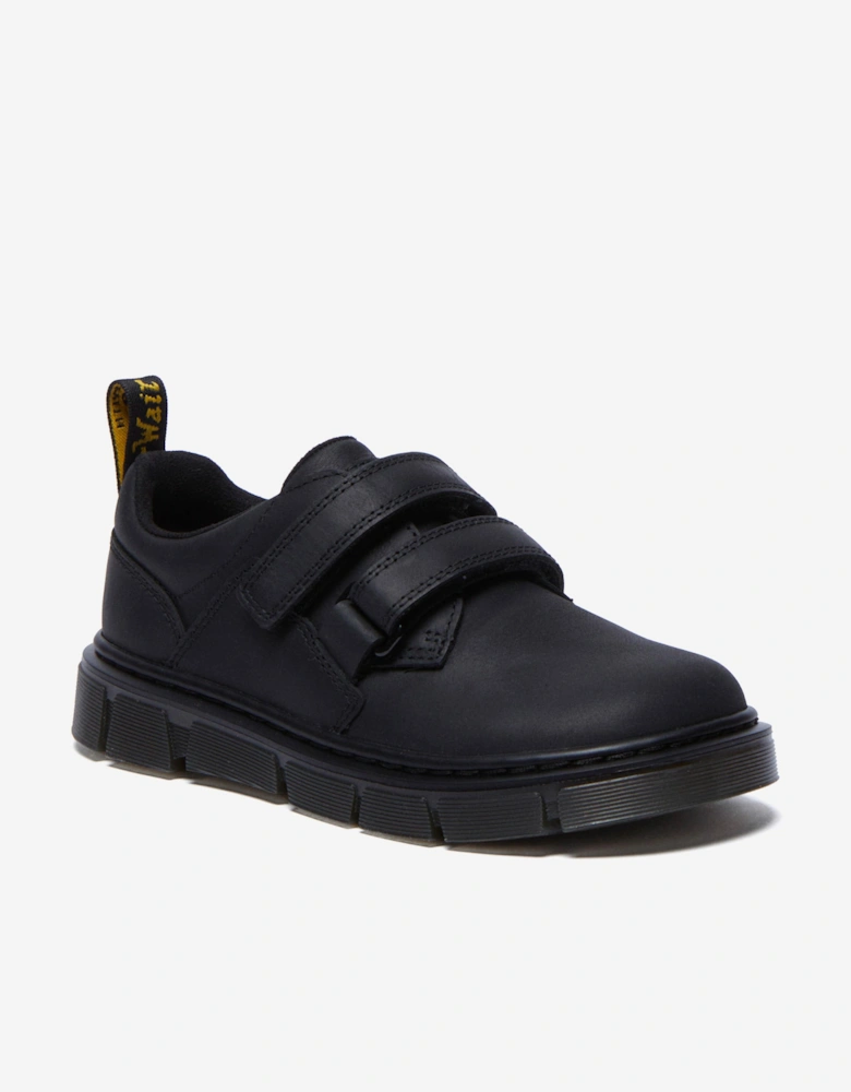 Boys Raffe Leather Strap Shoes in Black