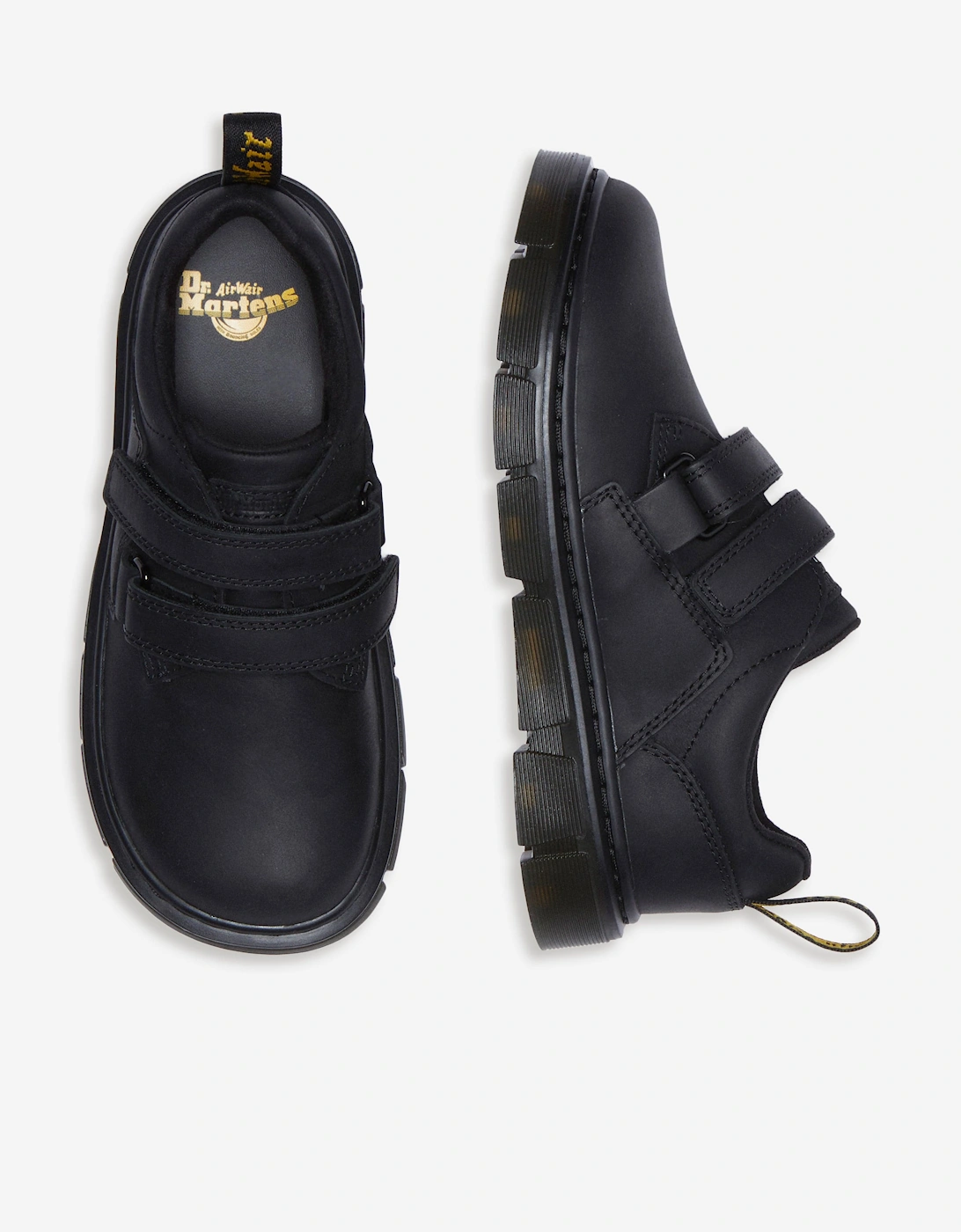 Boys Raffe Leather Strap Shoes in Black