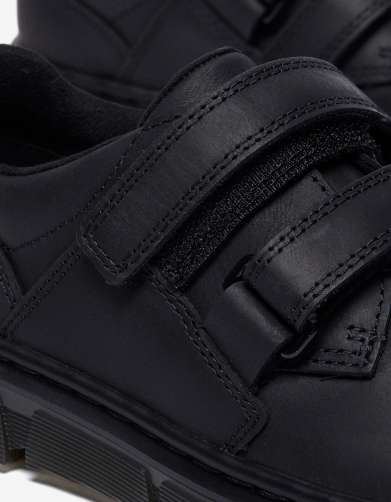Boys Raffe Leather Strap Shoes in Black