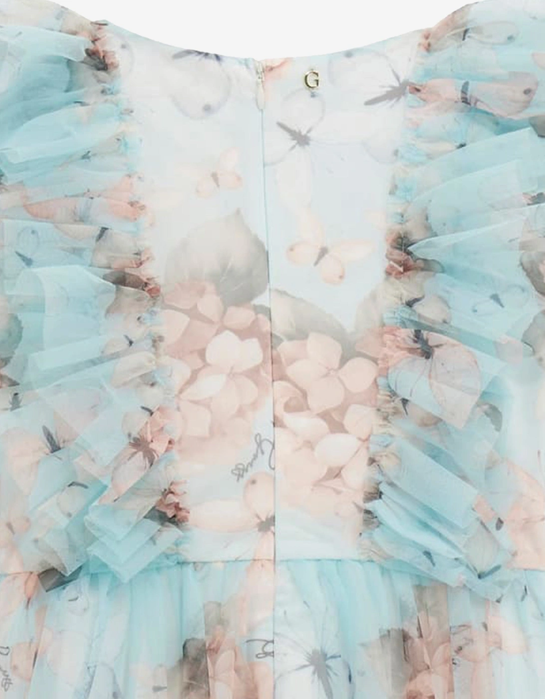 Girls Butterly Collage Tulle Dress in Blue