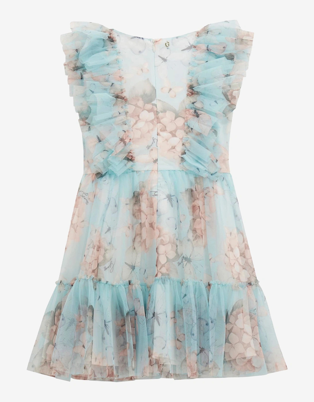 Girls Butterly Collage Tulle Dress in Blue