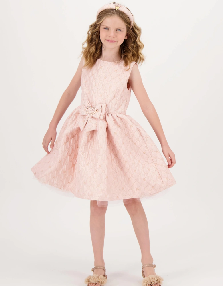 Angels Face Girls Monty Flower Jacquard Dress in Pink