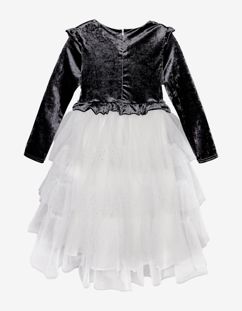 BCBGMAXAZRIA Girls Velvet Tulle Dress in Black