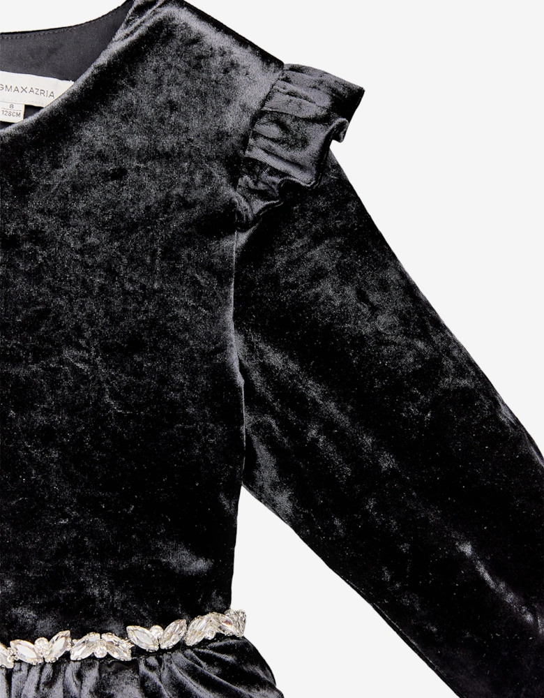 BCBGMAXAZRIA Girls Velvet Tulle Dress in Black