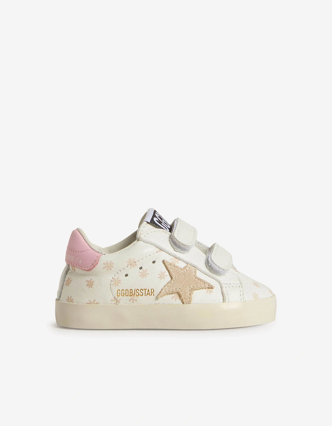 Baby Girls Leather and Suede Star School Trainers in White, 5 of 4