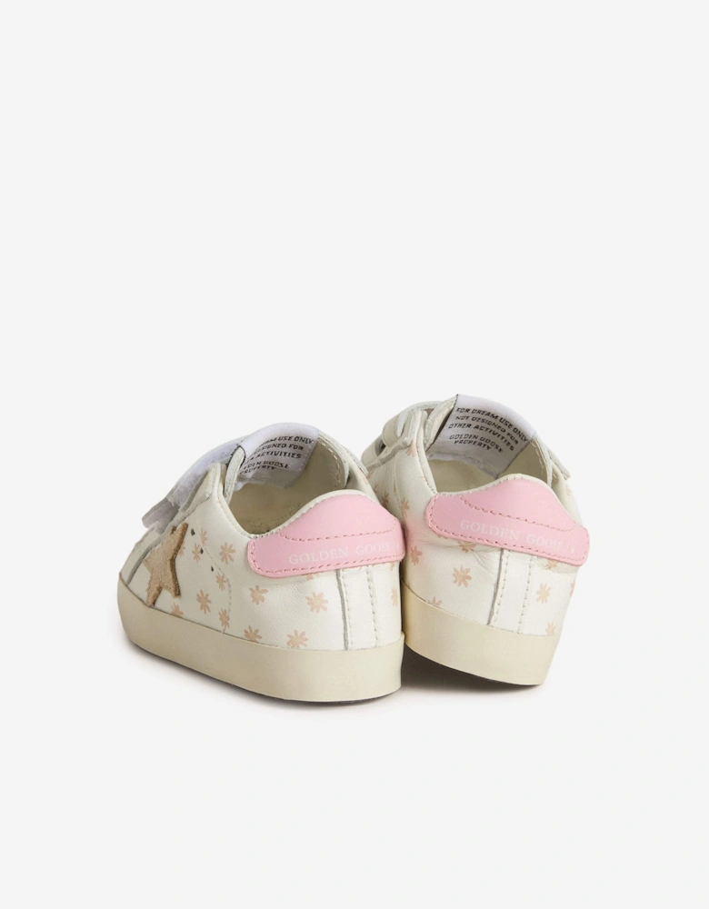 Baby Girls Leather and Suede Star School Trainers in White