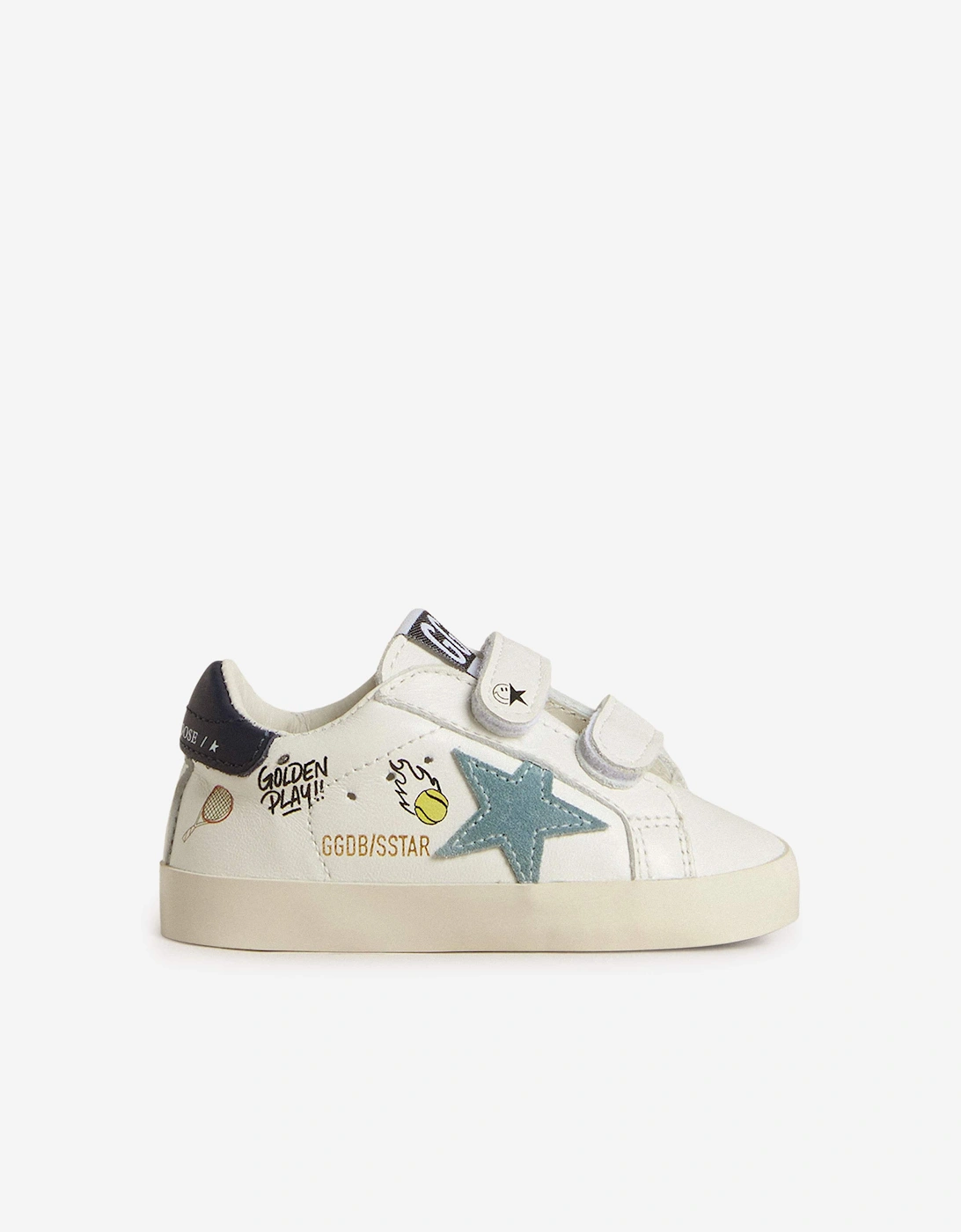 Baby Boys Leather and Suede School Trainers in White, 5 of 4