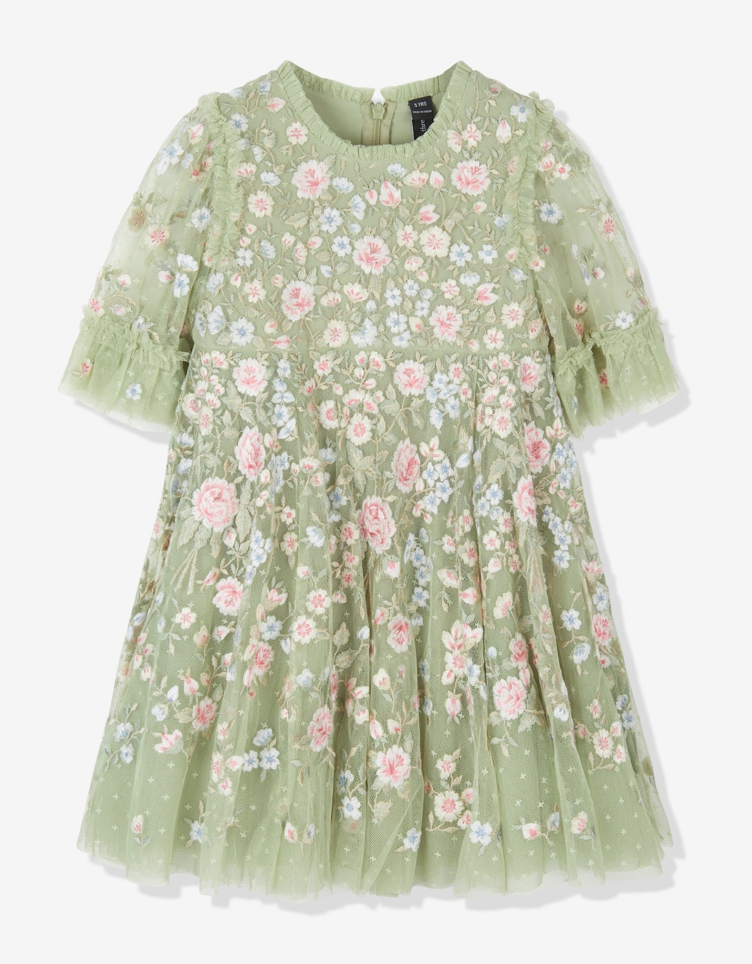 Girls Antionettes Floral Dress in Green, 5 of 4