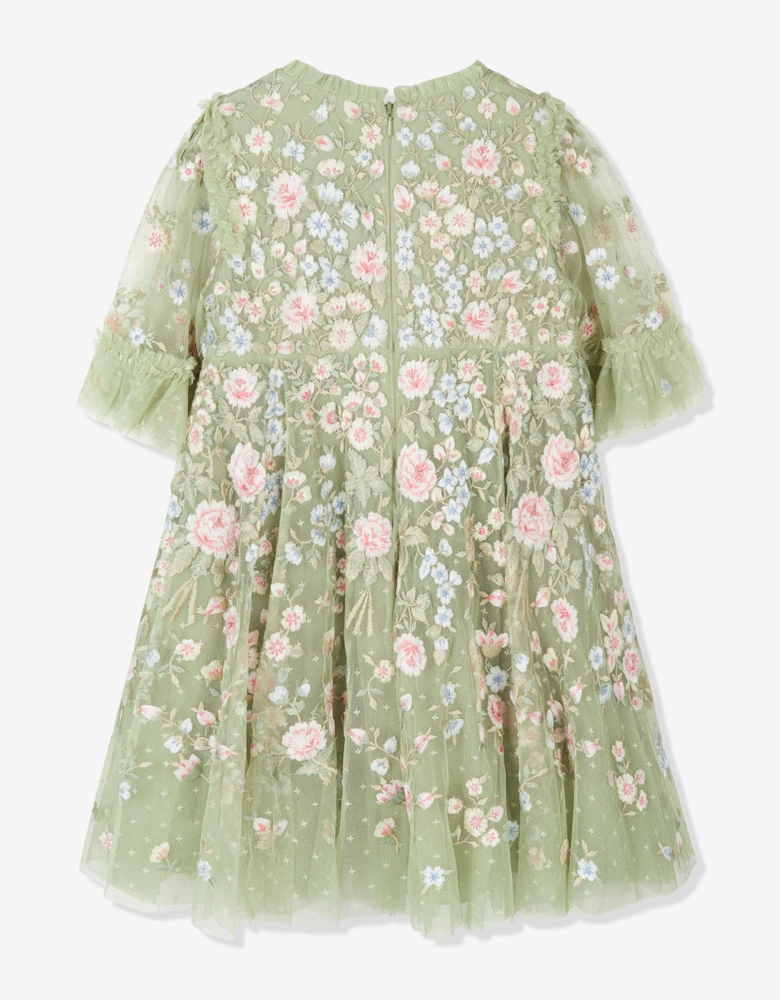 Girls Antionettes Floral Dress in Green