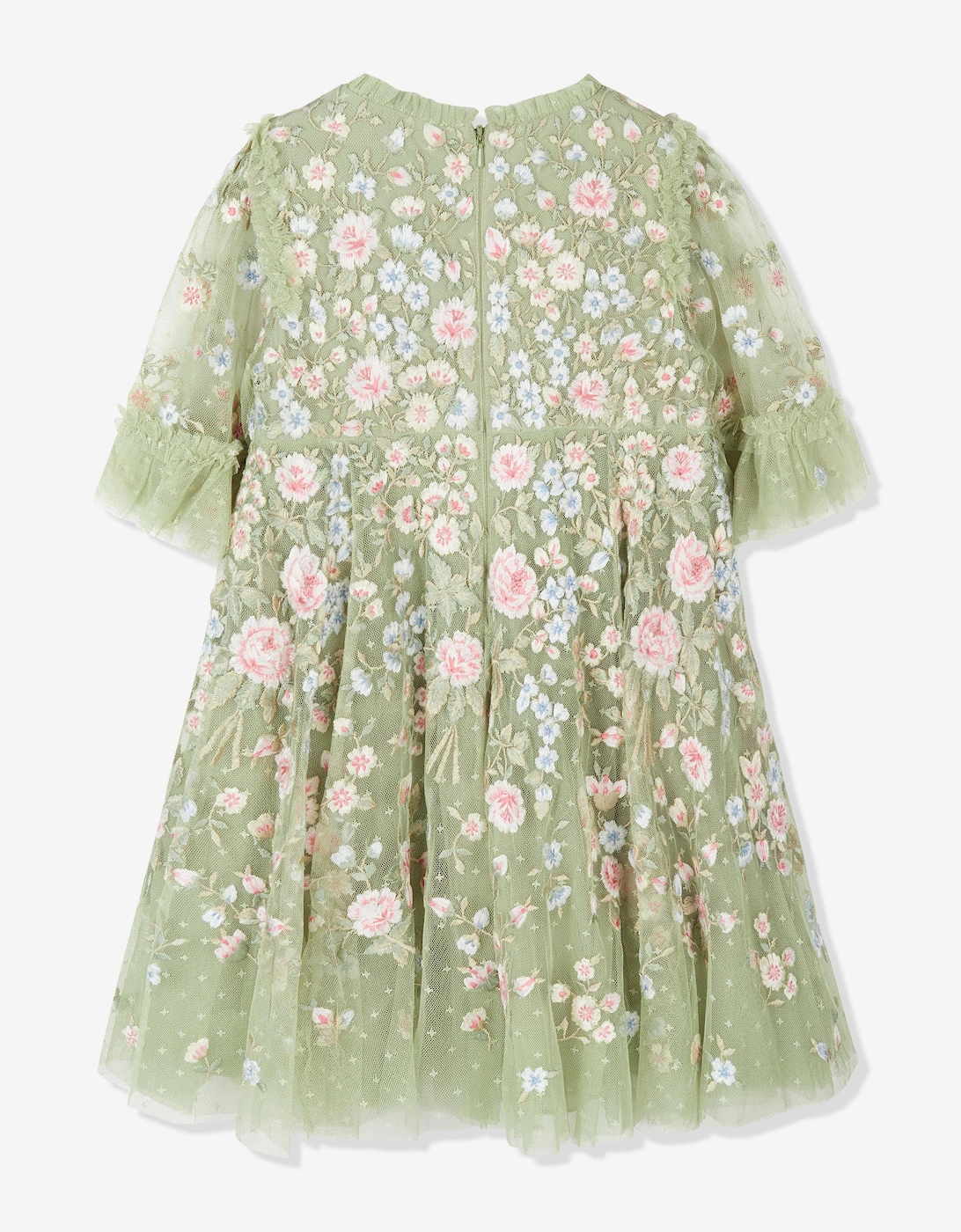 Girls Antionettes Floral Dress in Green