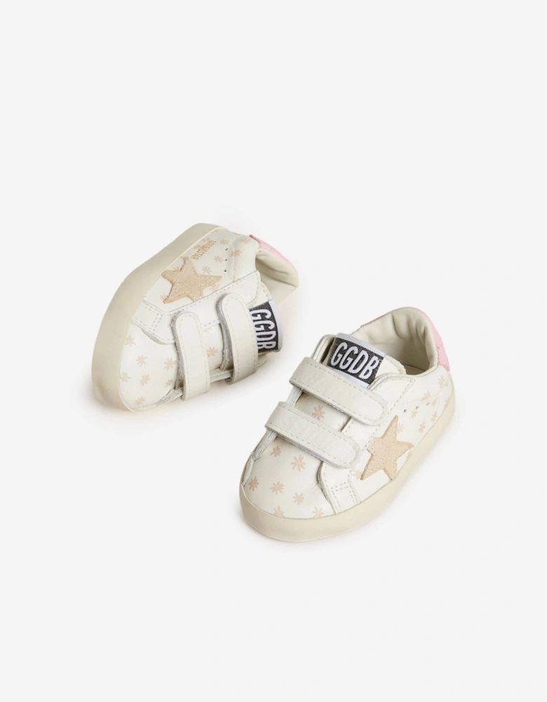 Baby Girls Leather and Suede Star School Trainers in White