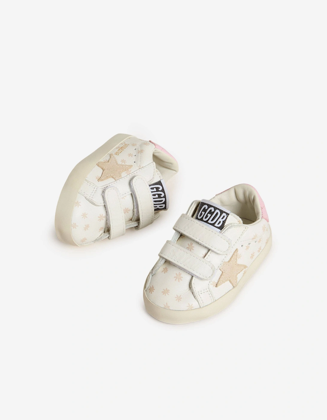 Baby Girls Leather and Suede Star School Trainers in White