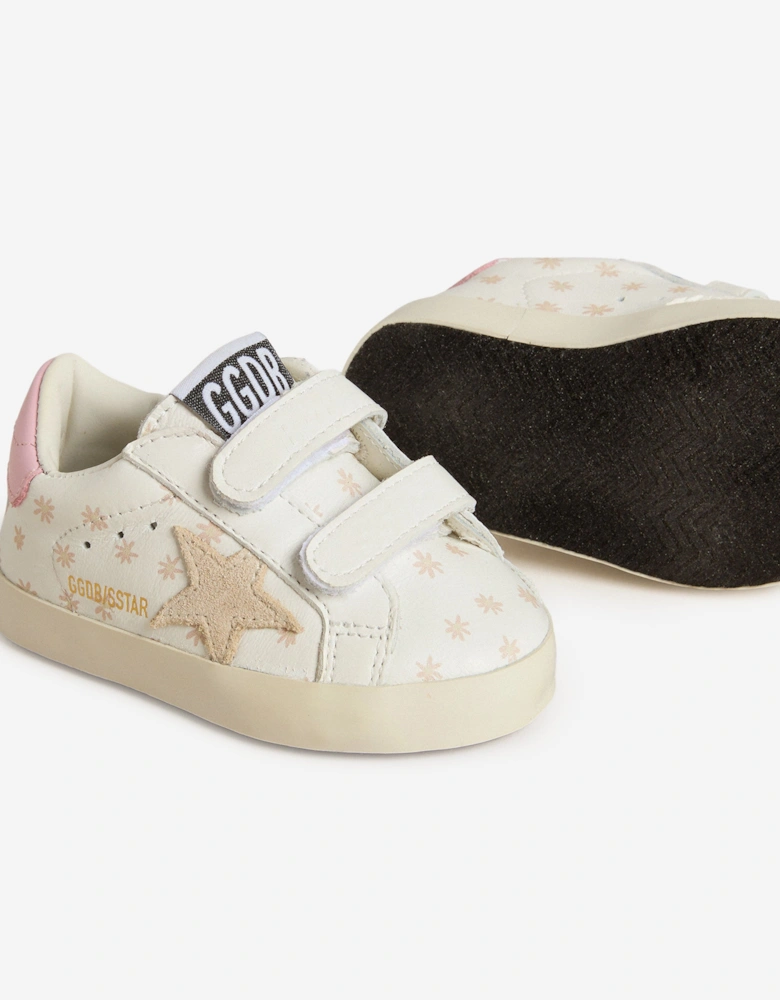Baby Girls Leather and Suede Star School Trainers in White