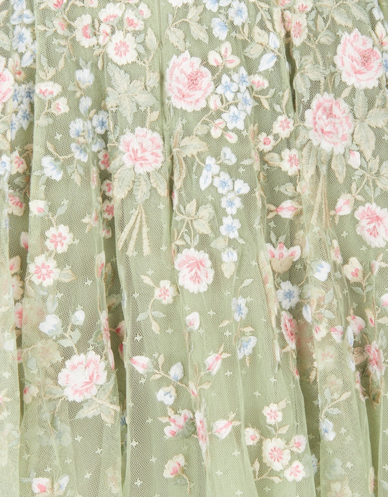Girls Antionettes Floral Dress in Green