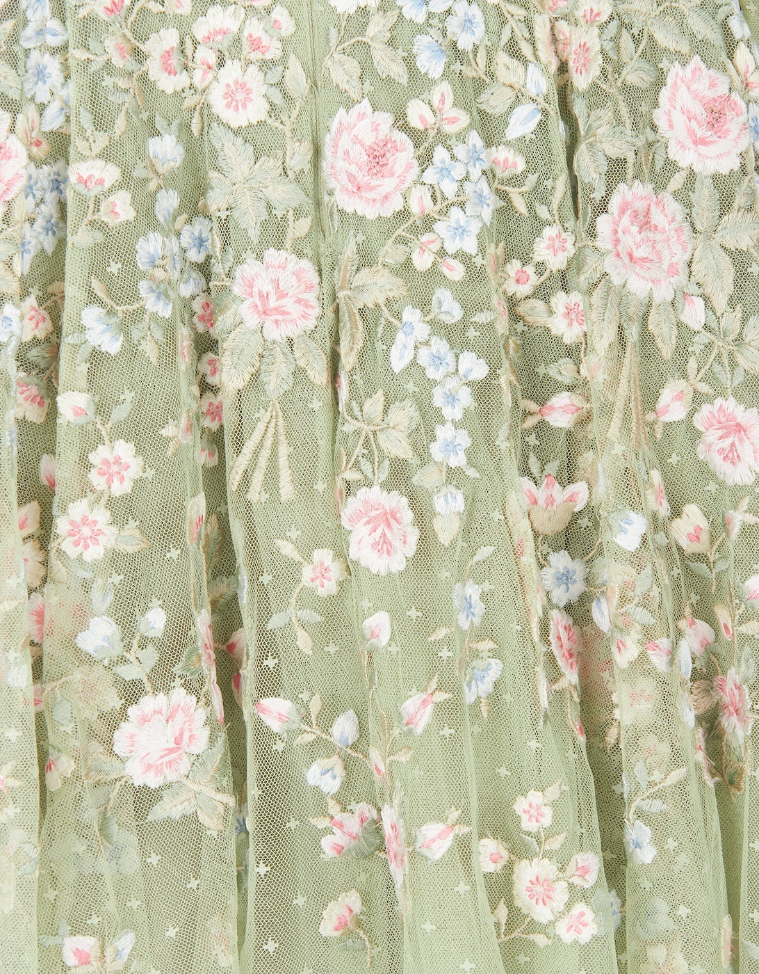 Girls Antionettes Floral Dress in Green