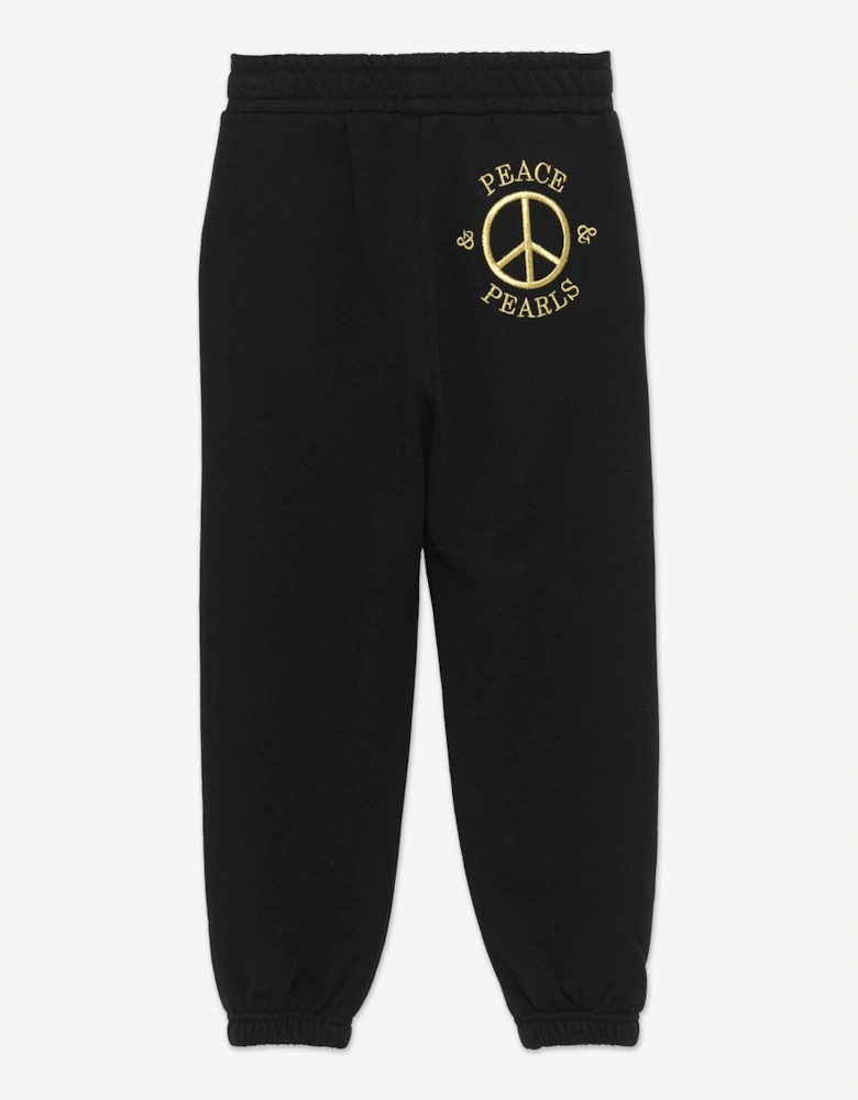 Girls Peace Pearls Joggers in Black