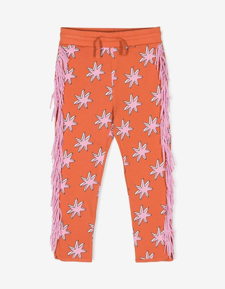 Girls Fringed Joggers in Orange