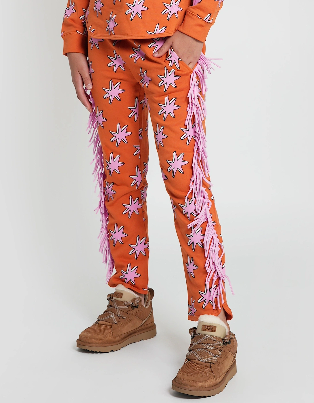 Girls Fringed Joggers in Orange, 5 of 4