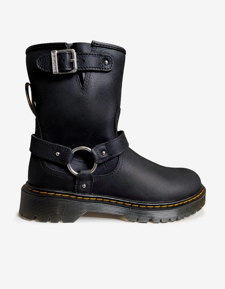 Kids Genaya Leather Rigger Boots in Black